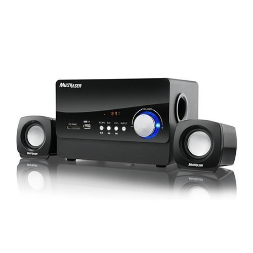 CAIXA DE SOM C/SUB. RADIO FM 20W RMS USB MULTILASER SP101